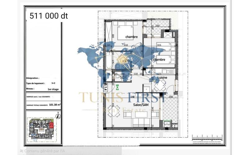Appartement s+2 2